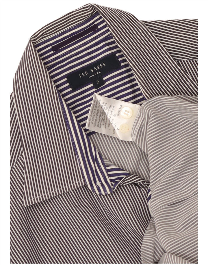 Ted Baker Mens Shirt Size 2 Small Navy Blue Striped Cotton