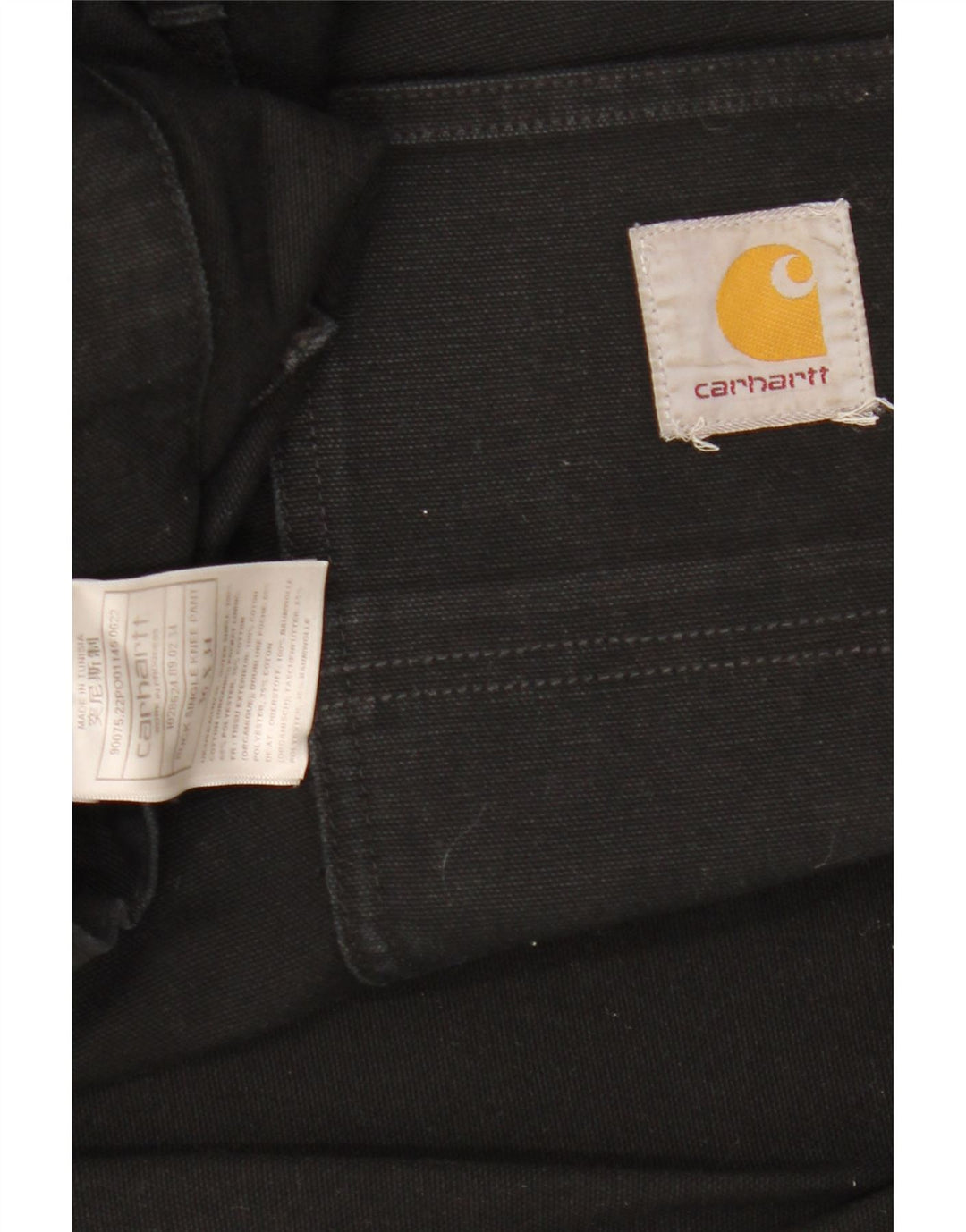 CARHARTT Mens Straight Cargo Trousers W36 L34 Black Polyester