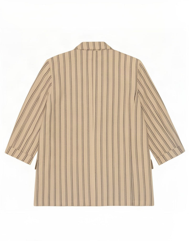 Zara Womens 3/4 Sleeve Blazer Jacket UK 10 Small Off White Striped