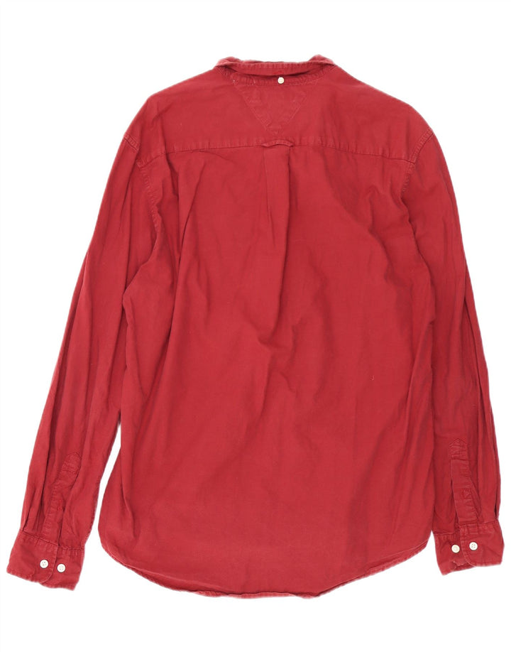 TOMMY HILFIGER Mens Shirt Large Burgundy Cotton