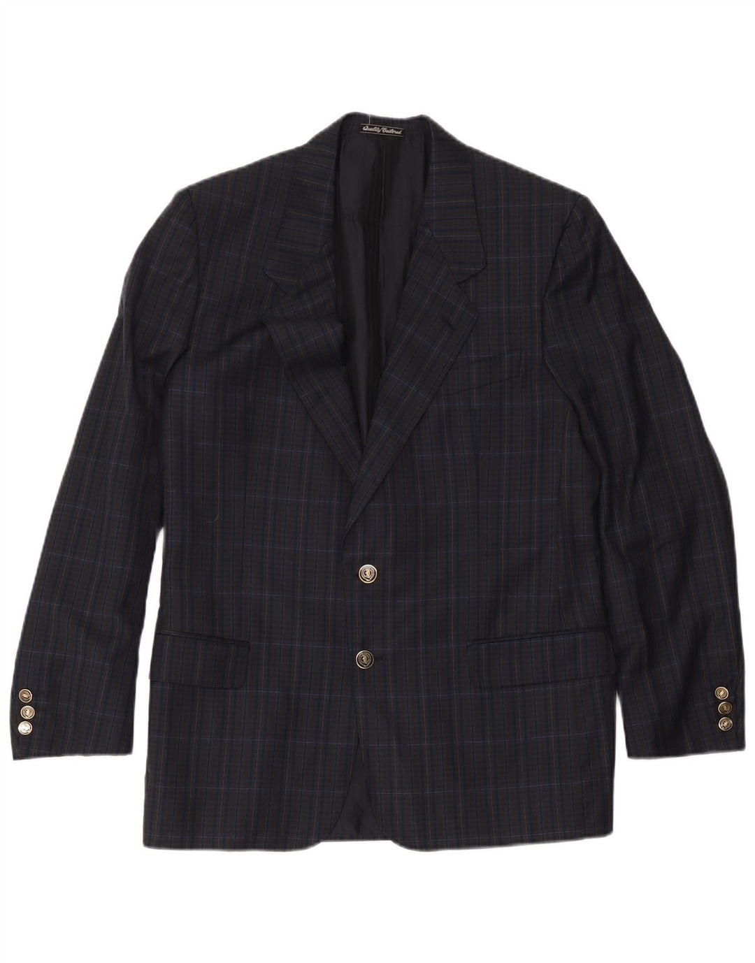 Sidi Mens 2 Button Blazer Jacket UK 38 Medium Navy Blue Check