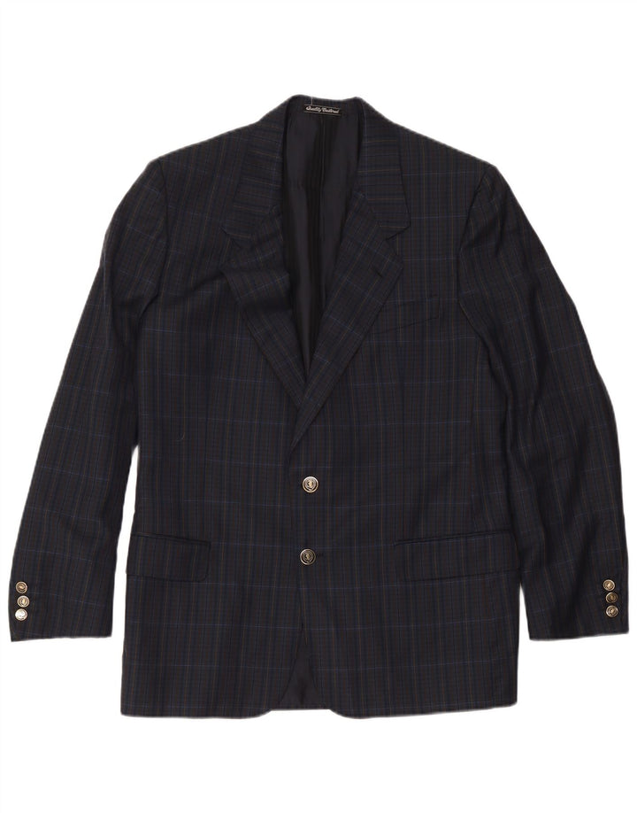 Sidi Mens 2 Button Blazer Jacket UK 38 Medium Navy Blue Check