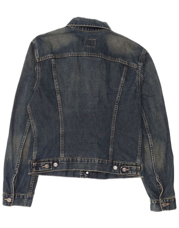Gas Womens Crop Denim Jacket UK 16 Large Navy Blue Cotton