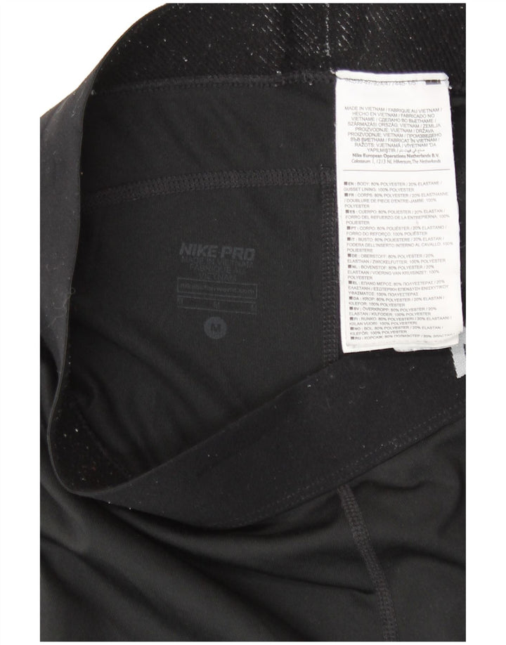 Nike Womens Dri Fit Graphic Capri Leggings UK 12 Medium Black Polyester