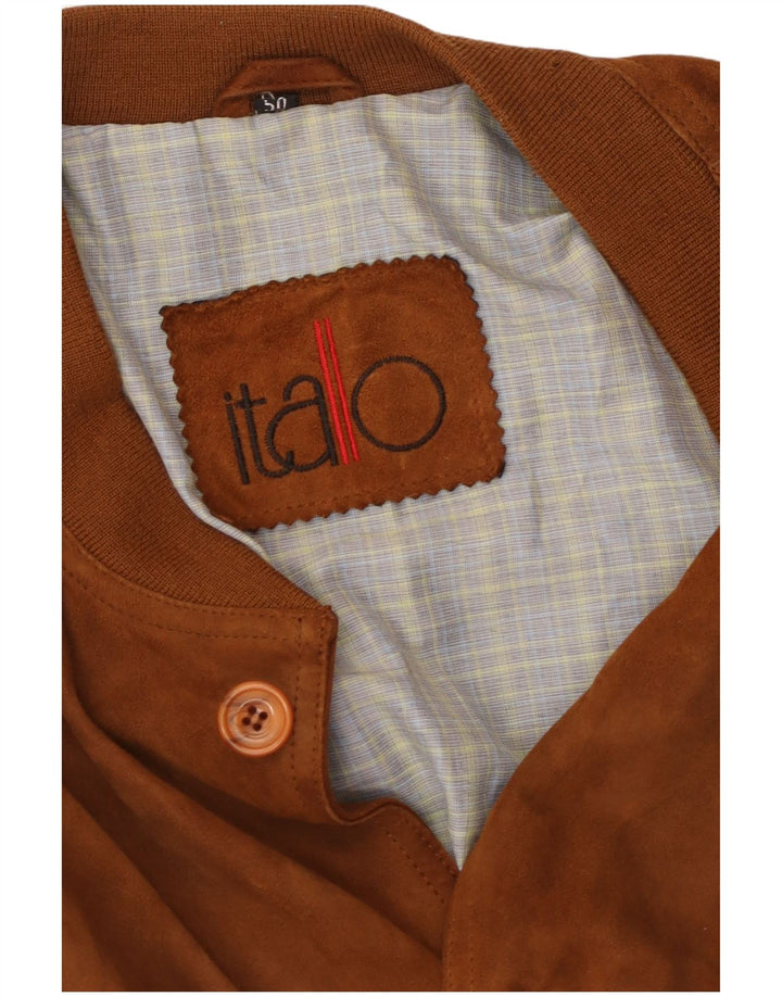 Itallo Mens Bomber Jacket IT 50 Large Brown Suede