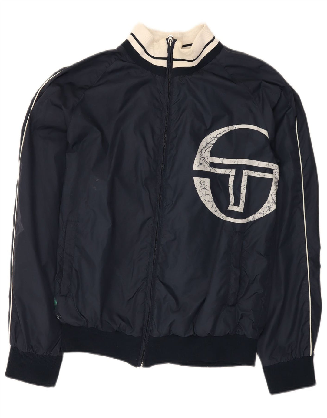 Sergio Tacchini Mens Graphic Tracksuit Top Jacket Small Navy Blue Polyamide