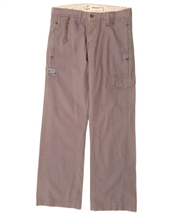 Zara Mens Straight Cargo Trousers EU 40 Medium W31 L31 Grey