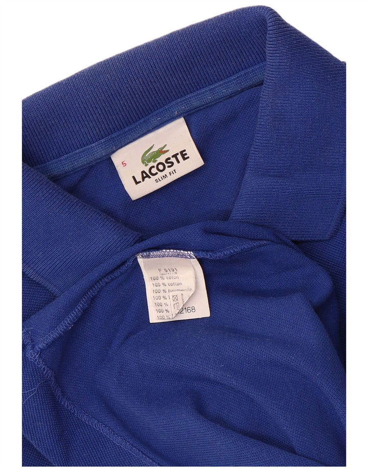 LACOSTE Mens Slim Fit Polo Shirt Size 5 Large Blue Cotton