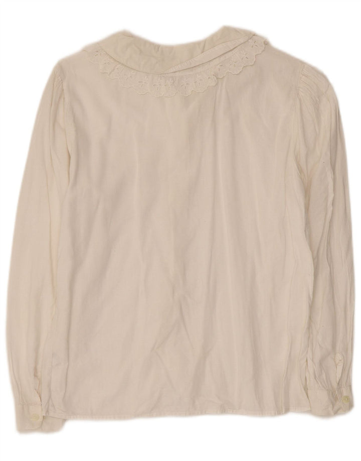 Benetton Womens Shirt Blouse UK 8 Small Off White Cotton