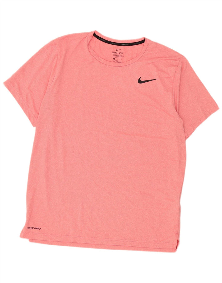 Nike Mens Dri Fit Standard T-Shirt Top Large Pink Polyester