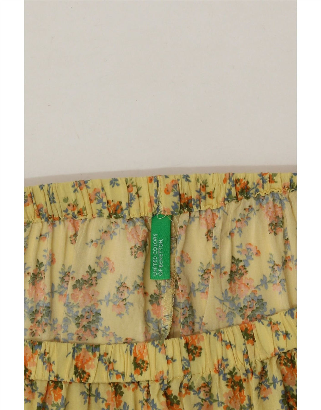 BENETTON Womens Pleated Skirt W28 Medium  Yellow Floral Vintage Benetton and Second-Hand Benetton from Messina Hembry 