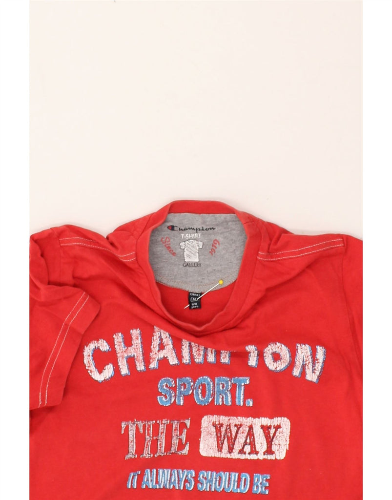 CHAMPION Boys Graphic T-Shirt Top 9-10 Years Red Cotton | Vintage Champion | Thrift | Second-Hand Champion | Used Clothing | Messina Hembry 