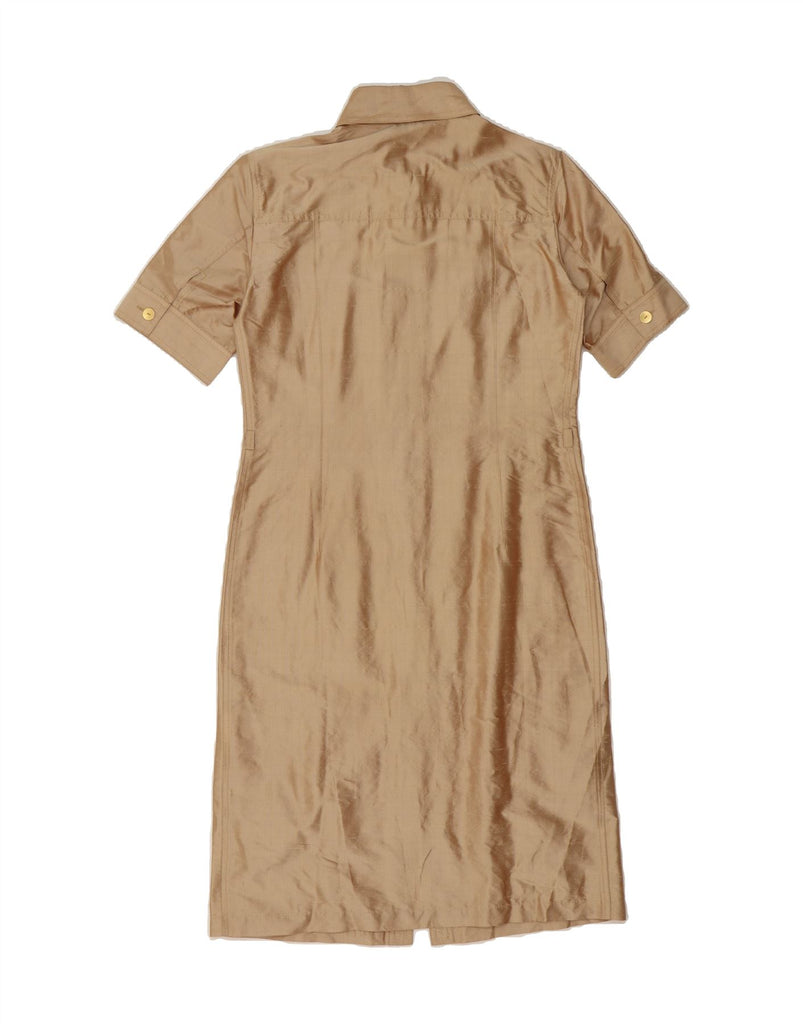 SEVENTY Womens Short Sleeves Shirt Dress UK 12 Medium Beige Vintage Seventy and Second-Hand Seventy from Messina Hembry 