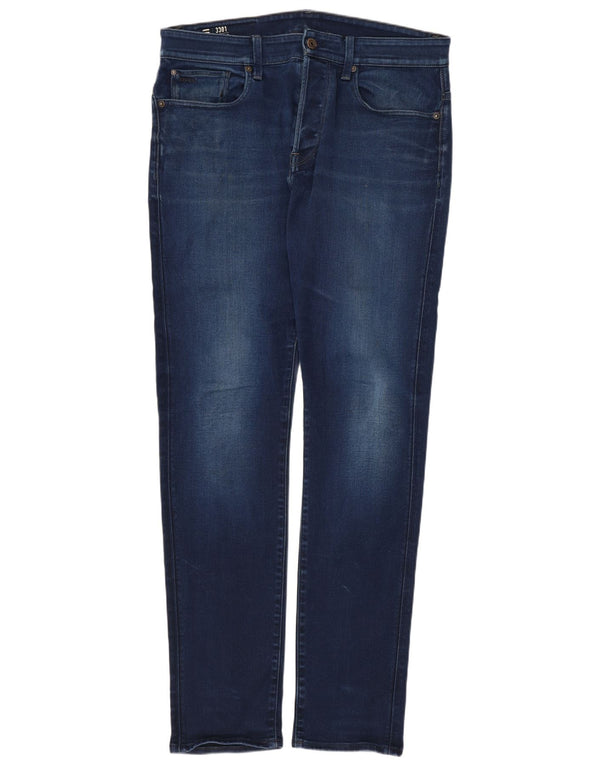 G-Star Mens 3301 Slim Jeans W32 L34 Navy Blue Cotton