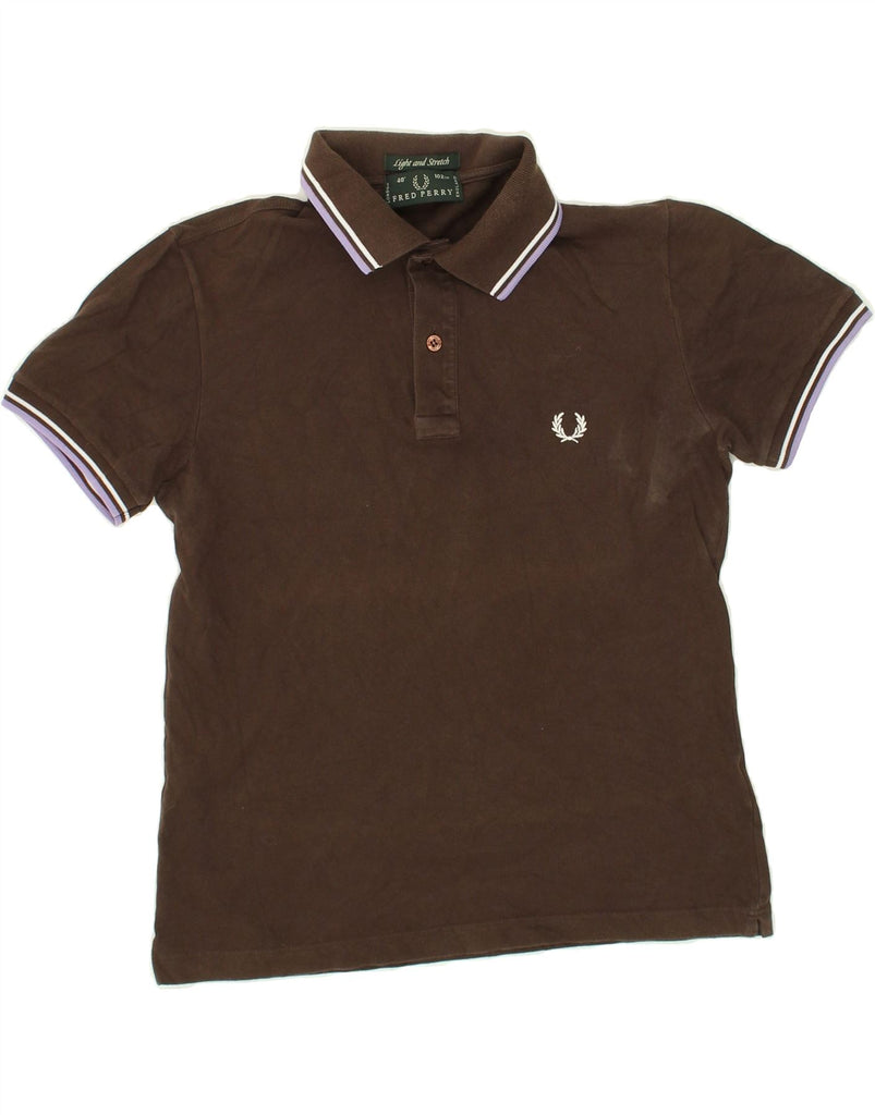 FRED PERRY Mens Light and Stretch Polo Shirt Small Brown Cotton Vintage Fred Perry and Second-Hand Fred Perry from Messina Hembry 