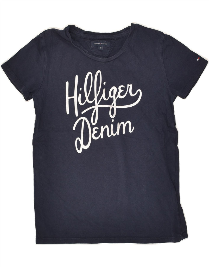 TOMMY HILFIGER Boys Graphic T-Shirt Top 9-10 Years Navy Blue Cotton | Vintage Tommy Hilfiger | Thrift | Second-Hand Tommy Hilfiger | Used Clothing | Messina Hembry 