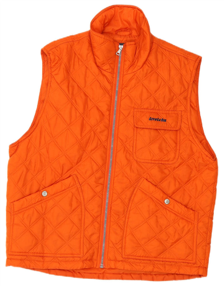 INVICTA Mens Quilted Gilet UK 38 Medium Orange Polyester