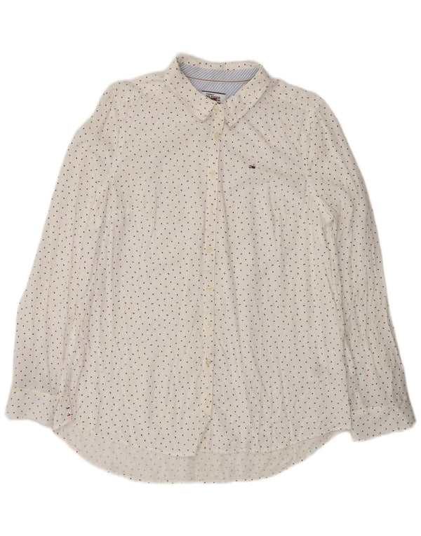 Tommy Hilfiger Womens Shirt UK 16 Large White Spotted Lyocell