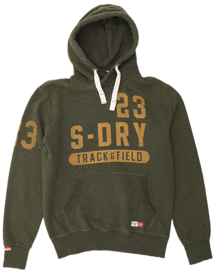 SUPERDRY Mens Graphic Hoodie Jumper Large Green Cotton