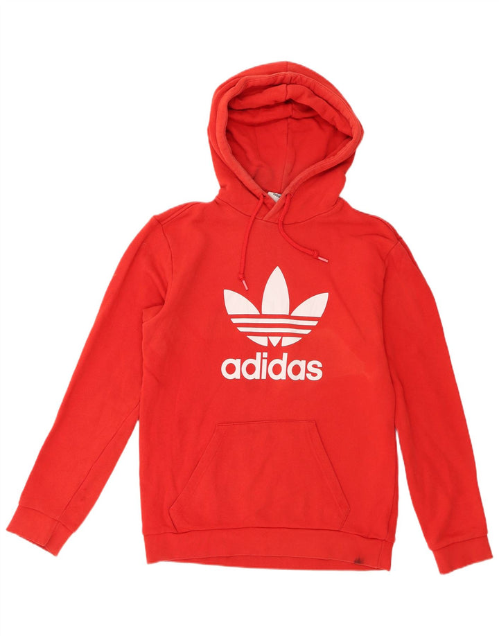 Adidas Mens Graphic Hoodie Jumper Medium Red Cotton