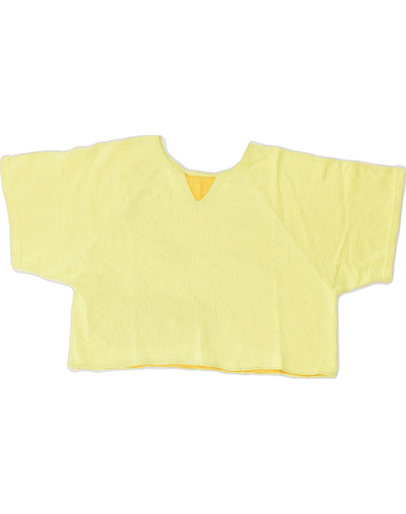 VINTAGE Womens Oversized Crop Top UK 14 Medium Yellow Cotton | Vintage Vintage | Thrift | Second-Hand Vintage | Used Clothing | Messina Hembry 