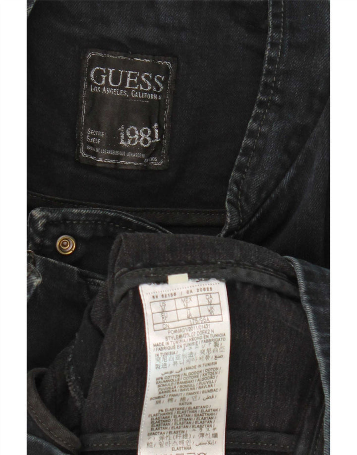 Guess Mens Denim Biker Jacket UK 36 Small Black Cotton