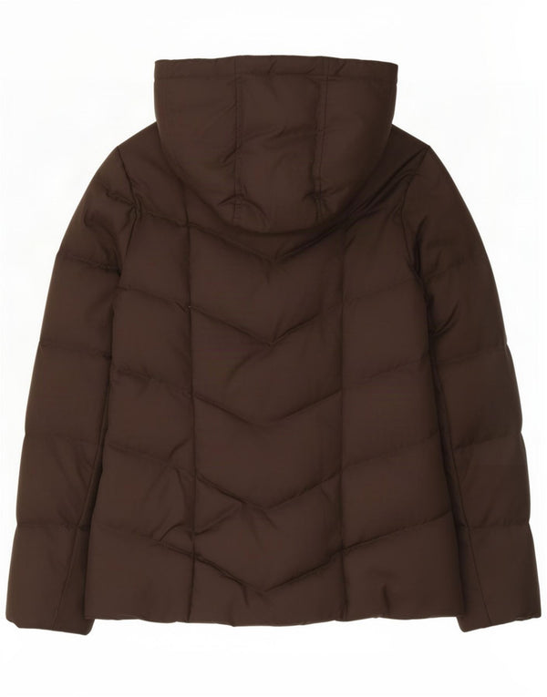 Tommy Hilfiger Womens Hooded Padded Jacket UK 10 Small Brown Polyester