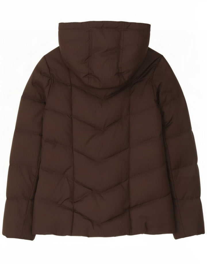 Tommy Hilfiger Womens Hooded Padded Jacket UK 10 Small Brown Polyester
