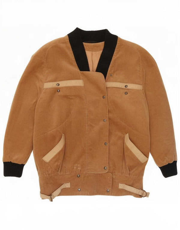 Vintage Womens Corduroy Jacket UK 14 Large Beige Colourblock