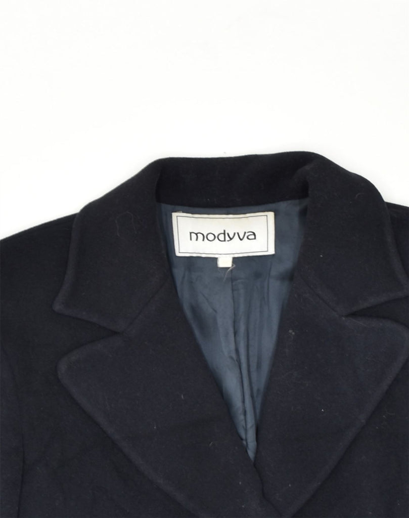 MODYVA Womens Overcoat IT 42 Medium Black Wool | Vintage Modyva | Thrift | Second-Hand Modyva | Used Clothing | Messina Hembry 