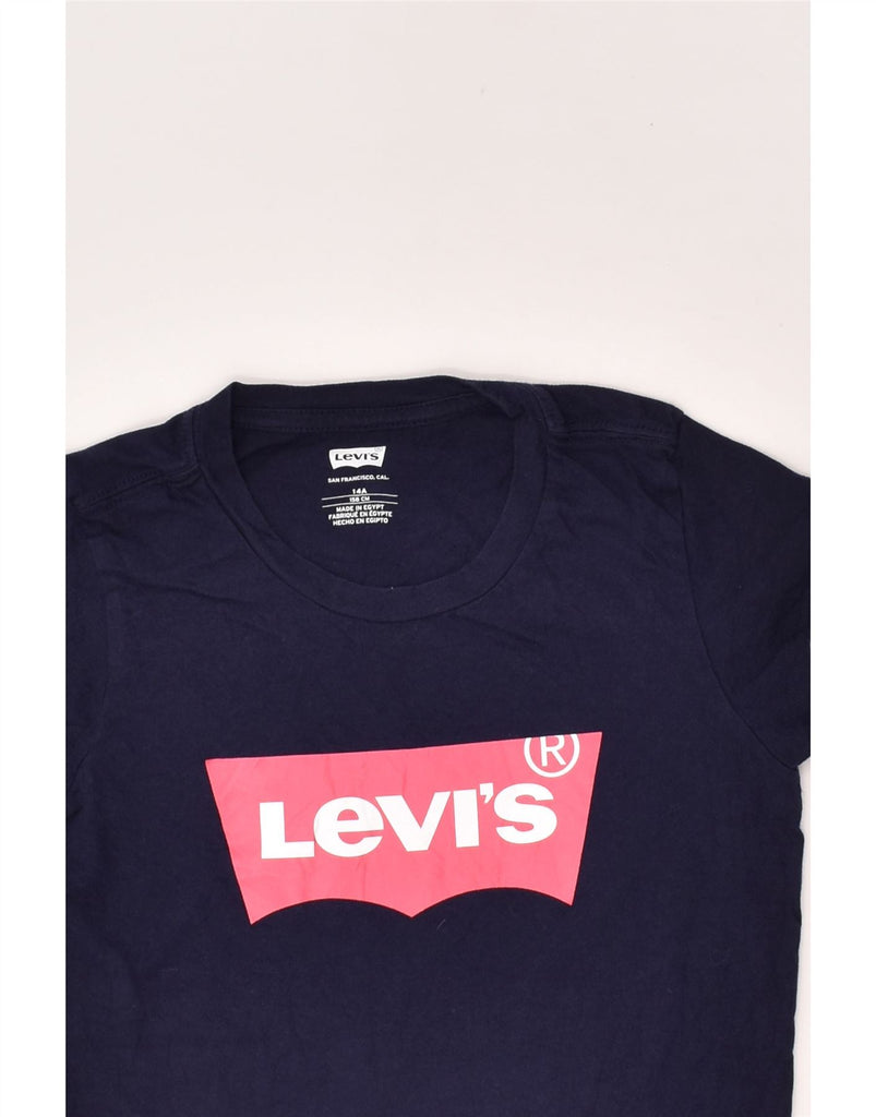 LEVI'S Girls Graphic T-Shirt Top 13-14 Years Navy Blue Cotton | Vintage Levi's | Thrift | Second-Hand Levi's | Used Clothing | Messina Hembry 