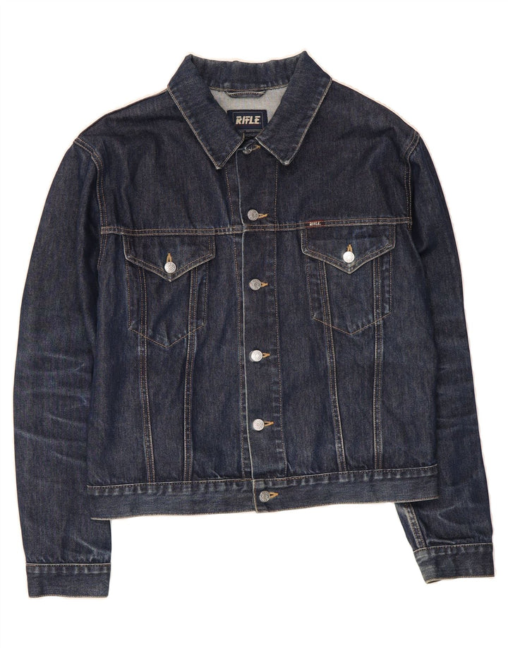RIFLE Womens Denim Jacket UK 20 2XL Navy Blue Cotton Vintage Rifle and Second-Hand Rifle from Messina Hembry 