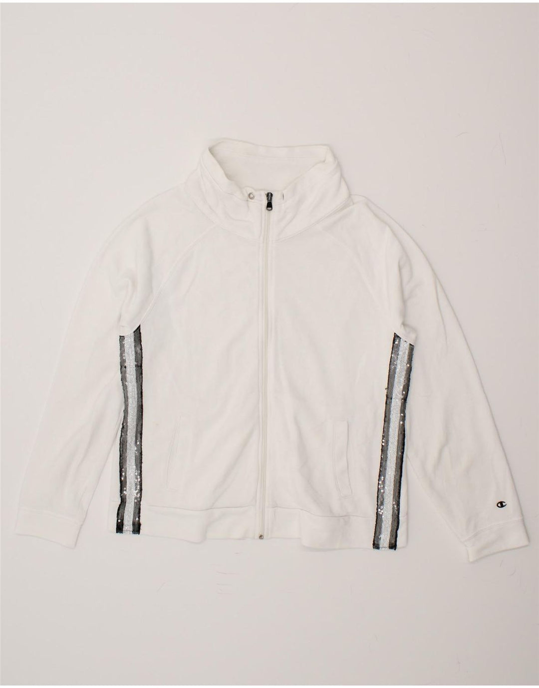 CHAMPION Womens Tracksuit Top Jacket UK 14 Large White Cotton Vintage Champion and Second-Hand Champion from Messina Hembry 