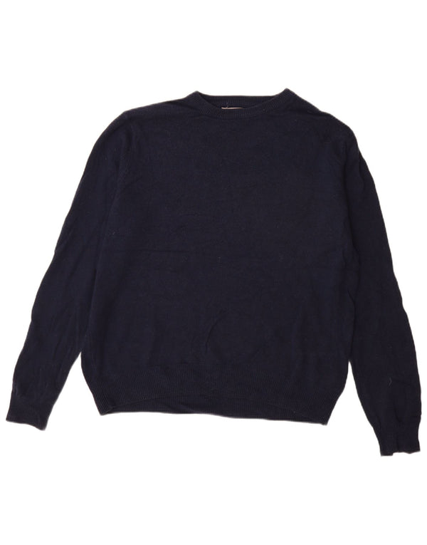 Marks & Spencer Mens Boat Neck Jumper Sweater Large Navy Blue Wool