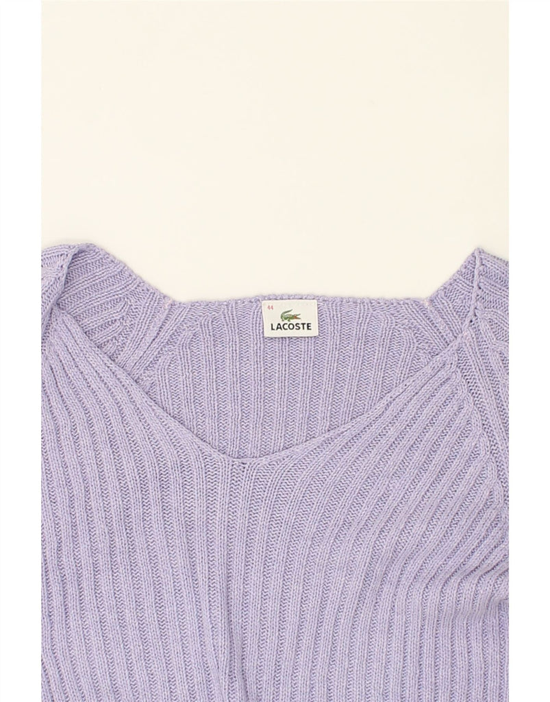 LACOSTE Womens V-Neck Jumper Sweater Size 44 Large Purple Cotton | Vintage Lacoste | Thrift | Second-Hand Lacoste | Used Clothing | Messina Hembry 