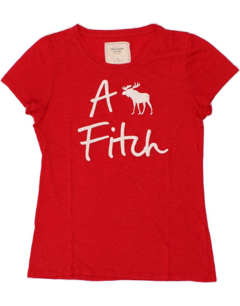 ABERCROMBIE & FITCH Womens Graphic T-Shirt Top UK 12 Medium Red Vintage Abercrombie & Fitch and Second-Hand Abercrombie & Fitch from Messina Hembry 