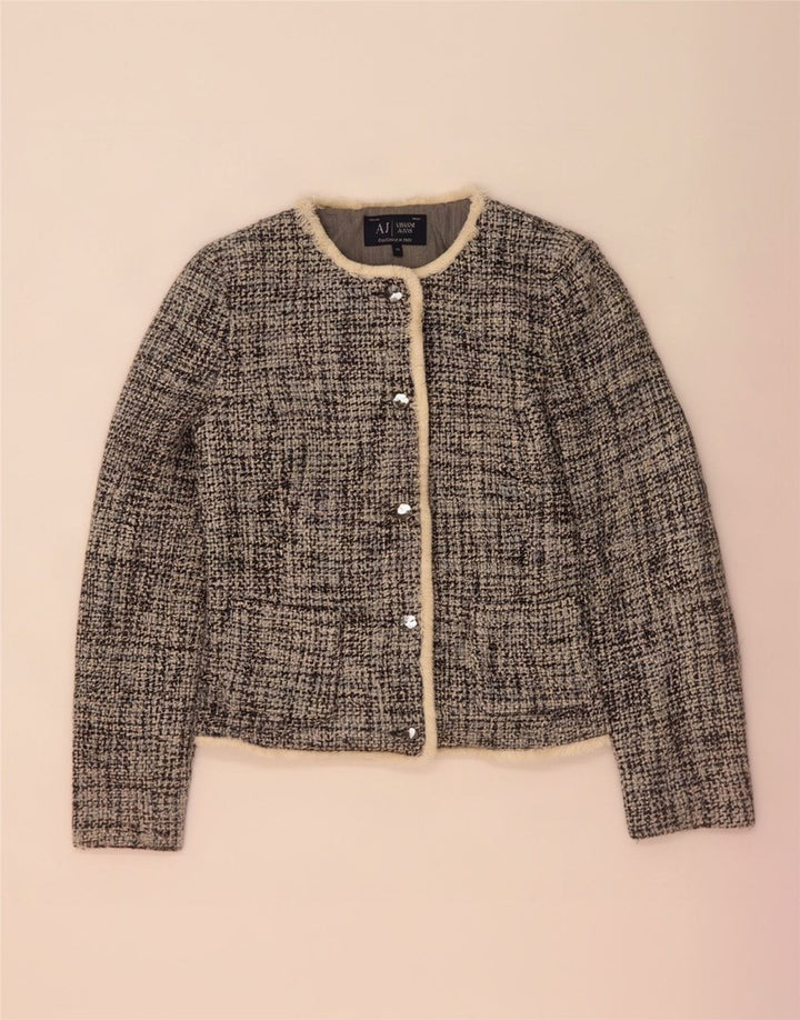 Armani Jeans Womens 5 Button Blazer Jacket US 10 Large Blue Flecked Acrylic