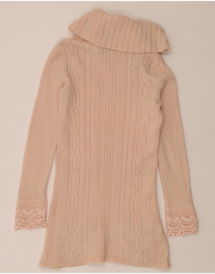 Laura Ashley Womens Roll Neck Jumper Sweater UK 12 Medium  Pink Lambswool