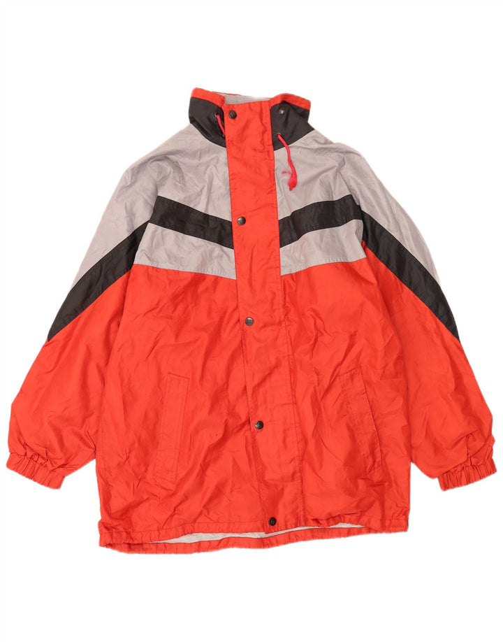 Master Mens Hooded Tracksuit Top Jacket Medium Red Colourblock Nylon