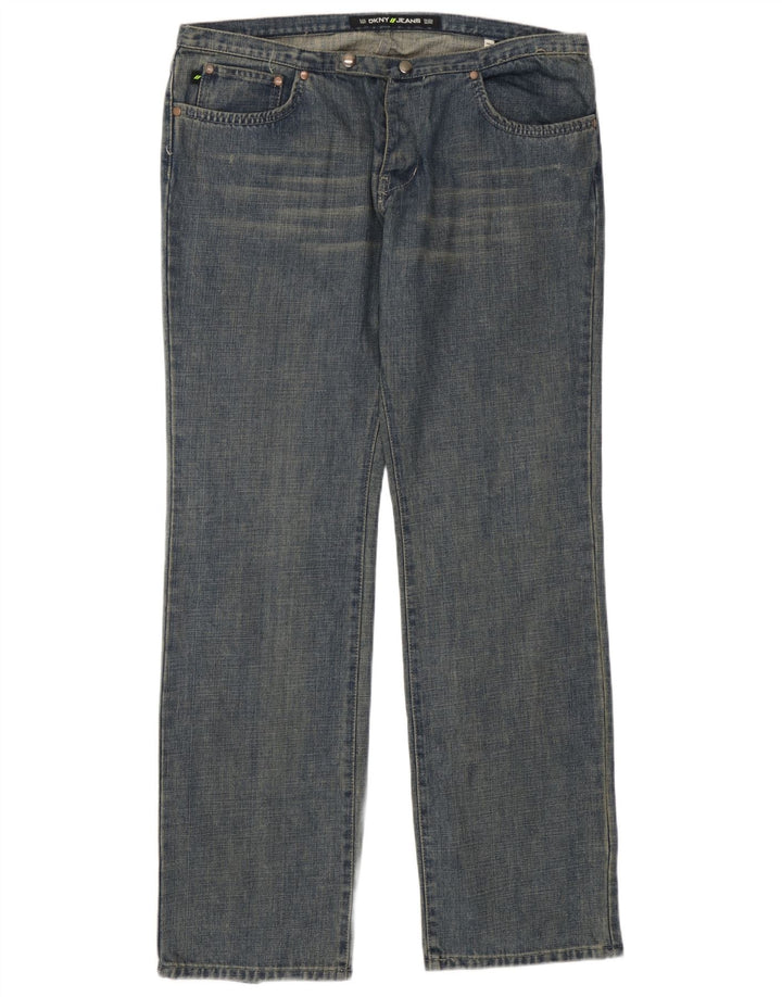 Dkny Mens Straight Jeans W36 L32 Blue Cotton