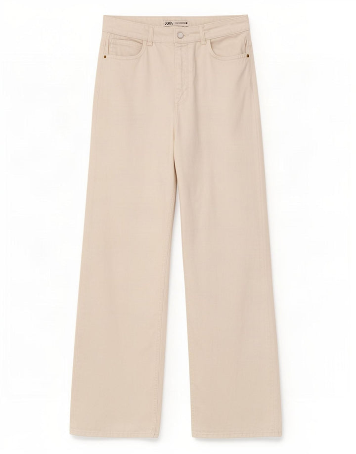 Zara Womens High Rise Wide Leg Jeans EU 40 Medium W30 L29 White