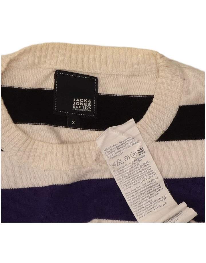 Jack & Jones Mens Crew Neck Jumper Sweater Small Multicoloured Striped