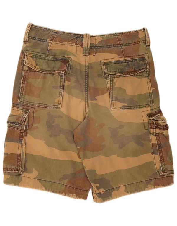 Hollister Mens Cargo Shorts W30 Medium Khaki Camouflage Cotton