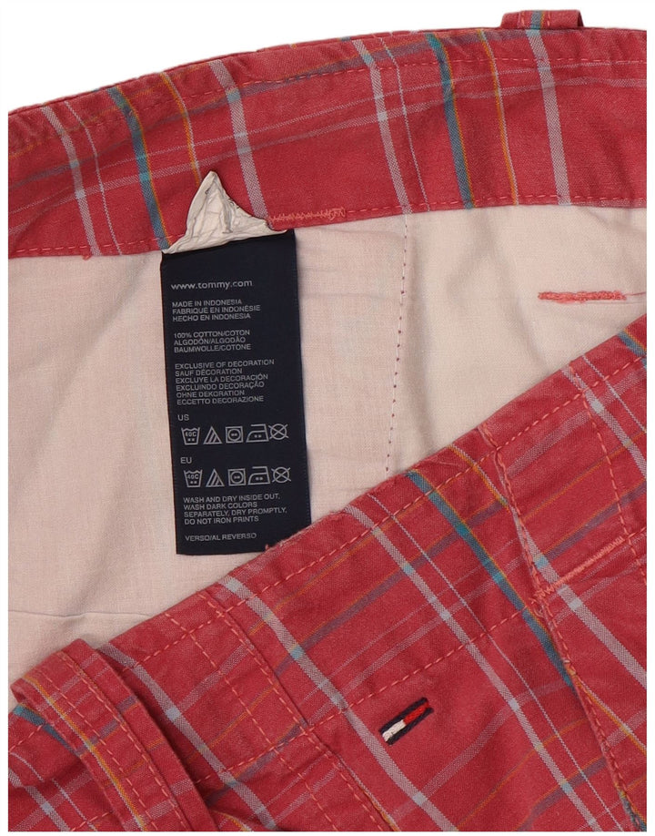 Tommy Hilfiger Mens Cargo Shorts W34 Large  Red Check Cotton