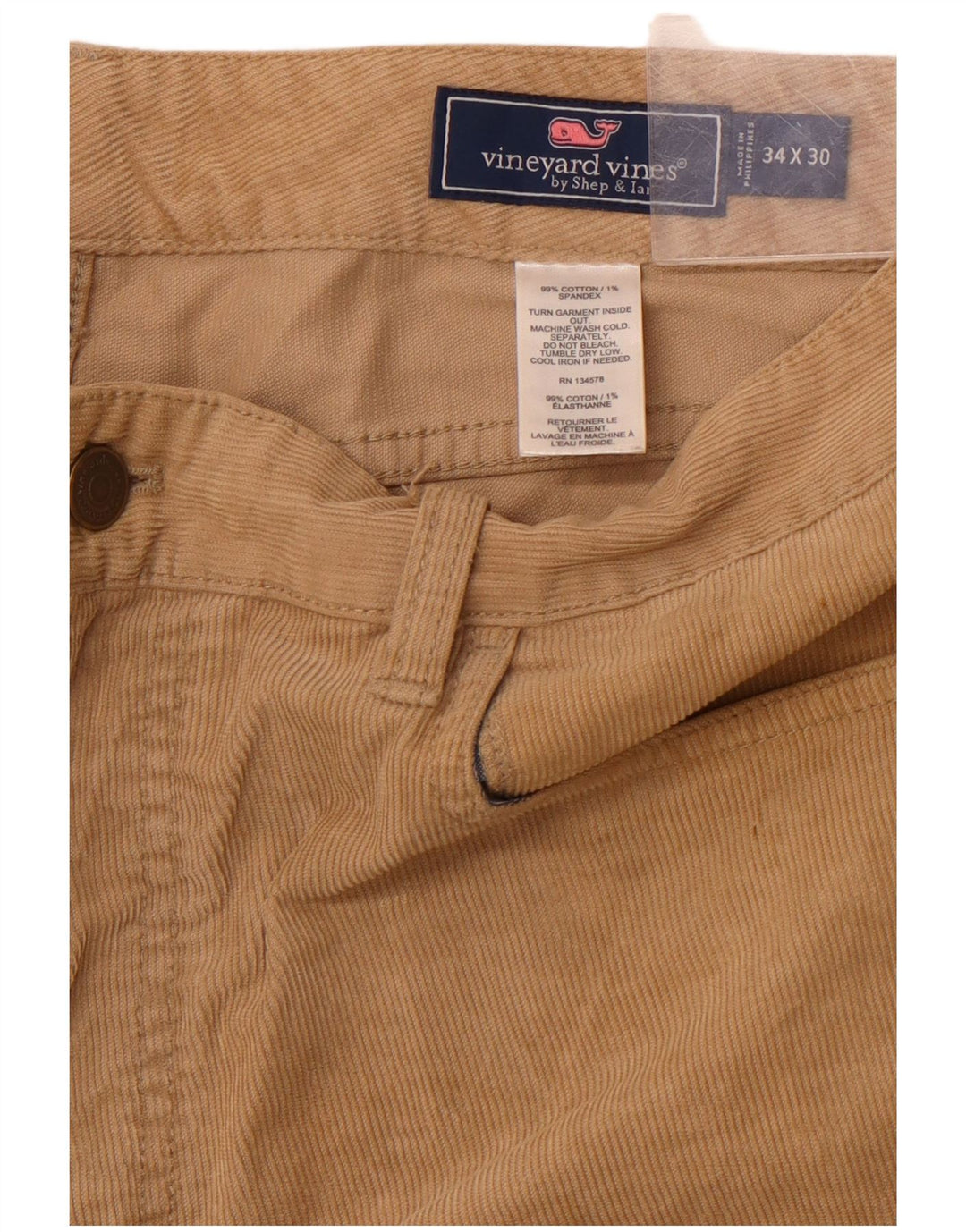 VINEYARD VINES Mens Corduroy Trousers  W34 L30 Beige Cotton