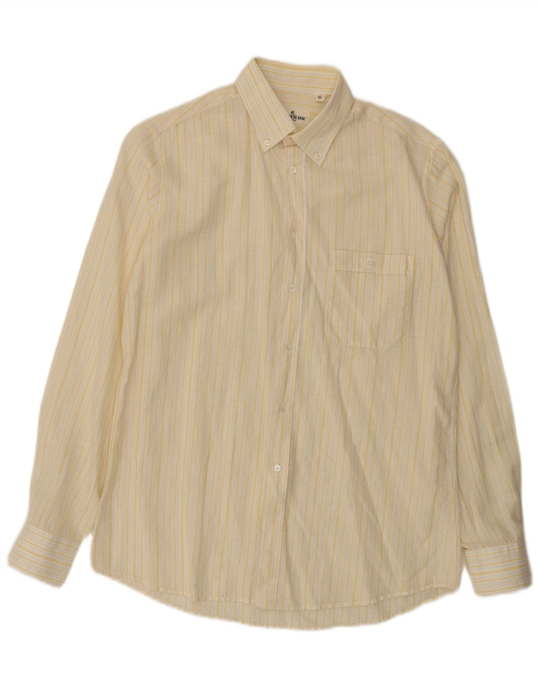 Cerruti 1881 Mens Shirt Size 39 Medium Yellow Striped