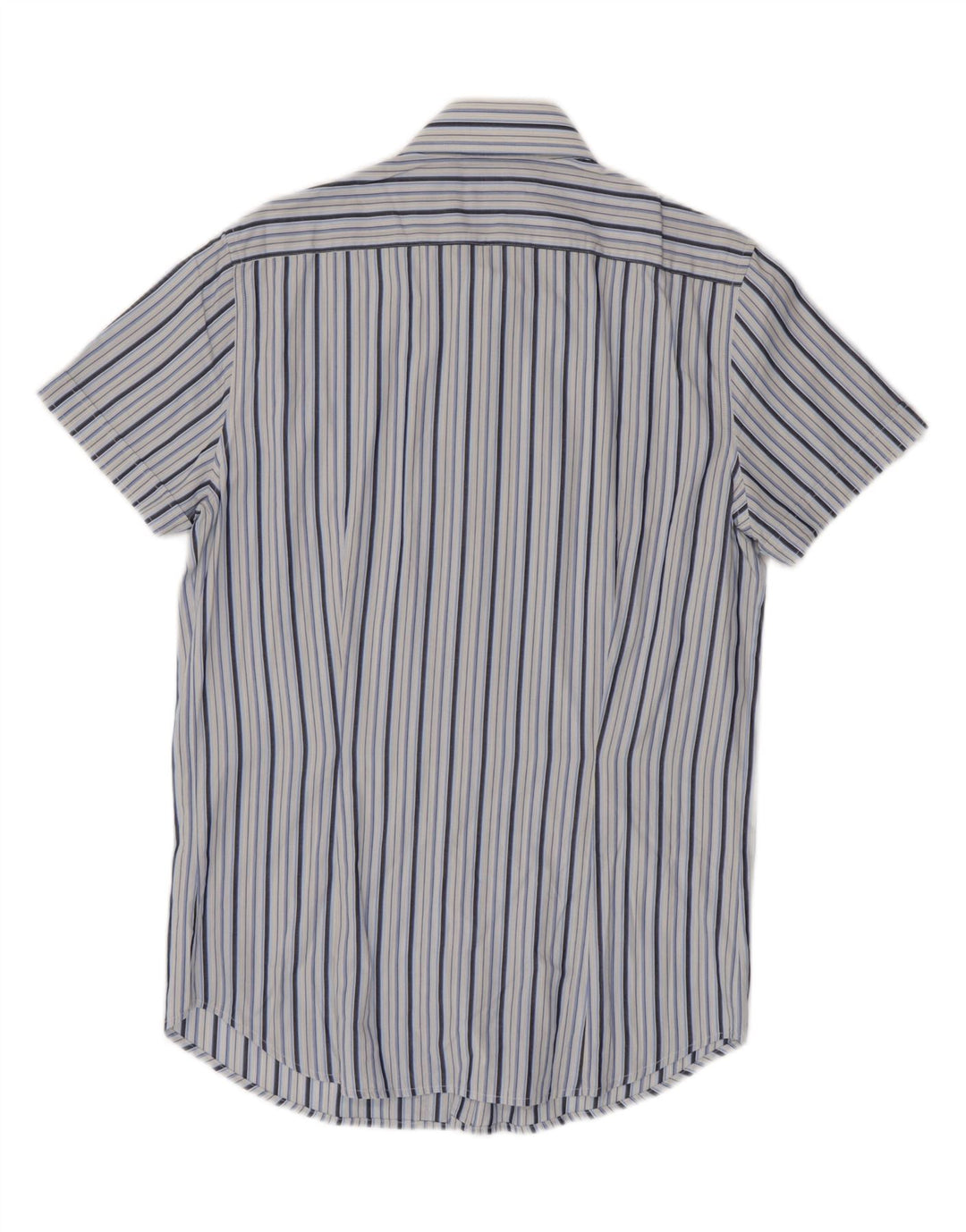 Sisley Mens Short Sleeve Shirt Large Blue Striped Cotton