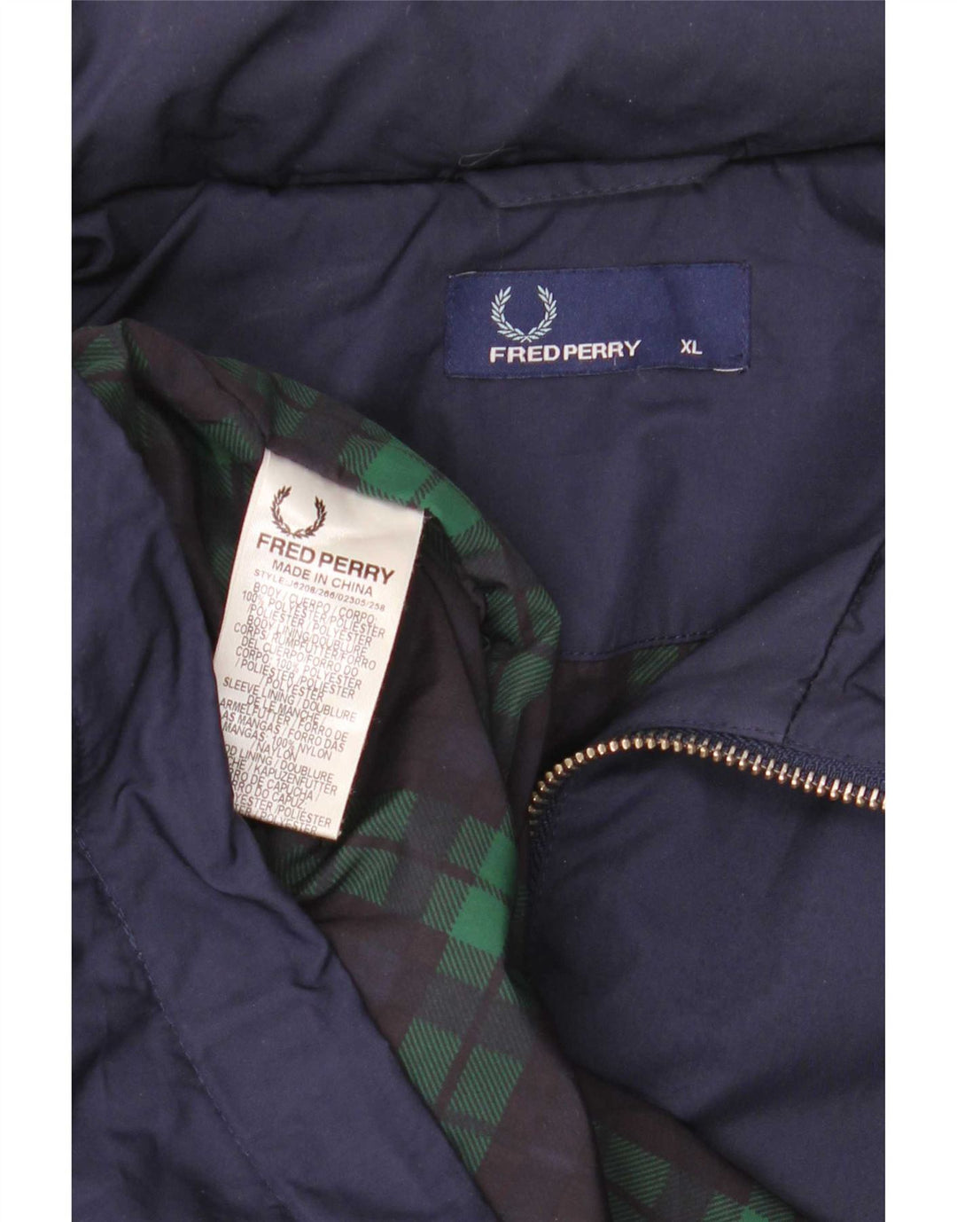 Fred Perry Mens Rain Jacket UK 42 XL Navy Blue Polyester