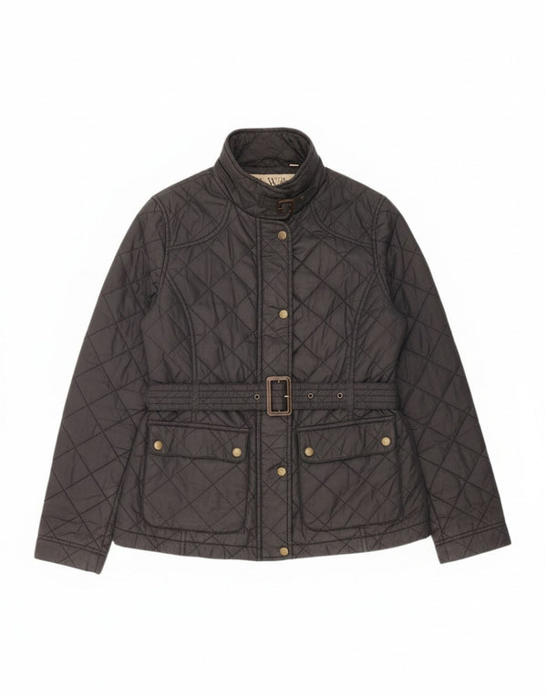 Jack Wills Womens Quilted Jacket UK 14 Large Black Nylon