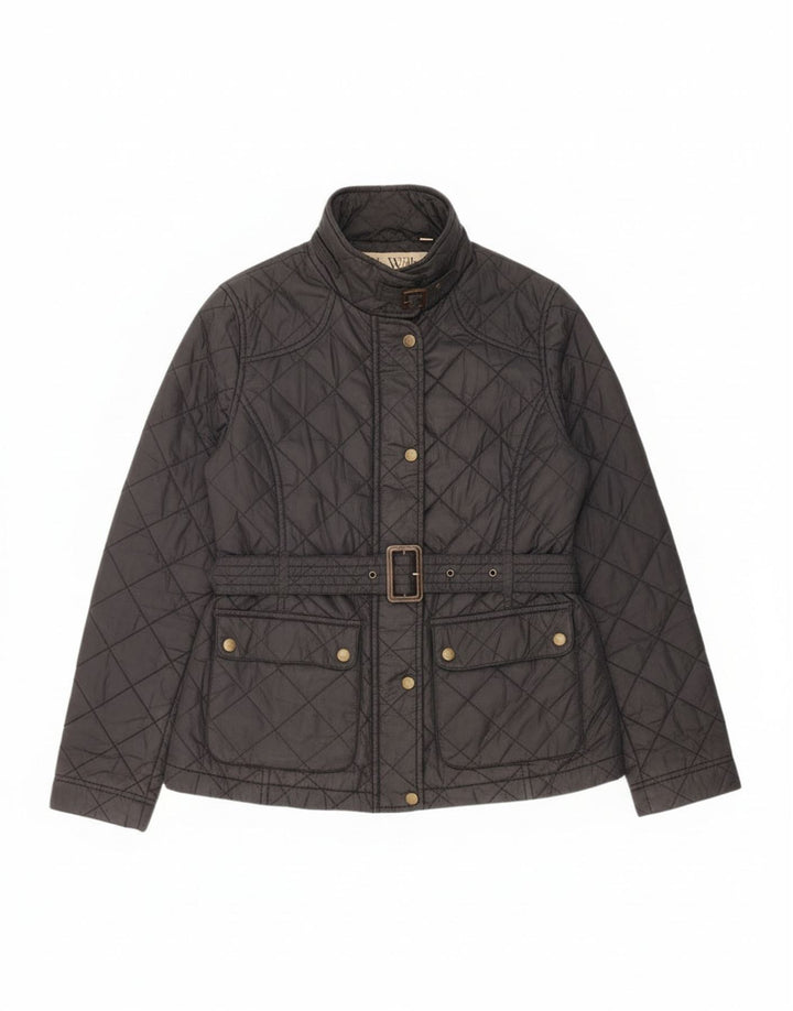 Jack Wills Womens Quilted Jacket UK 14 Large Black Nylon